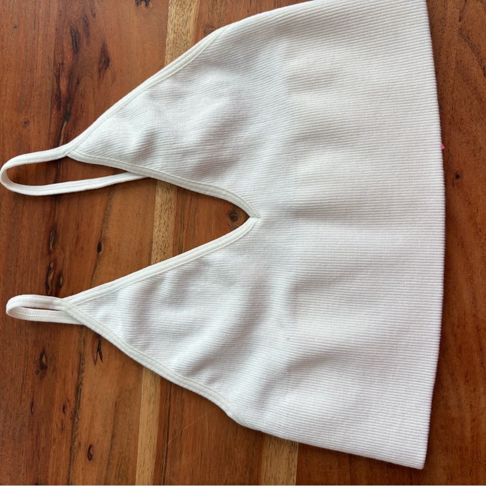 Free People White Ribbed Bralette